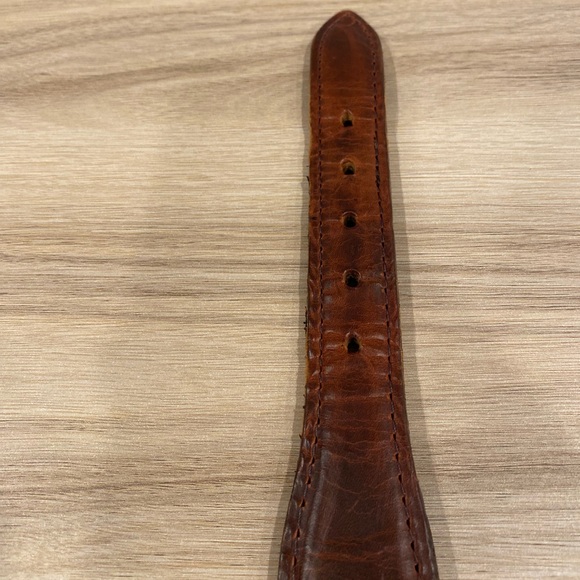 YRI Canvas Golf Belt Size 32/80 Blue Down Hill Mountain Skier Embroidery Brass - Picture 2 of 9